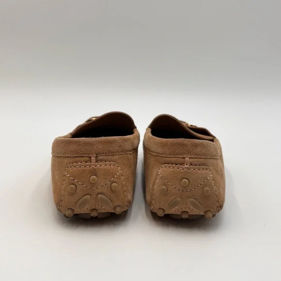 Salvatore Ferragamo Gancini Suede Driving Loafers Tan Gold - Picture 5 of 9